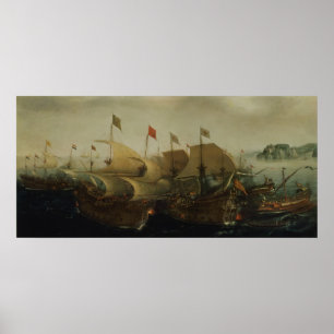 A Sea Action, possibly the Battle of Cadiz, 1596 Poster