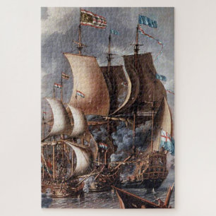 “A Sea Fight” by Lorenzo a Castro Jigsaw Puzzle