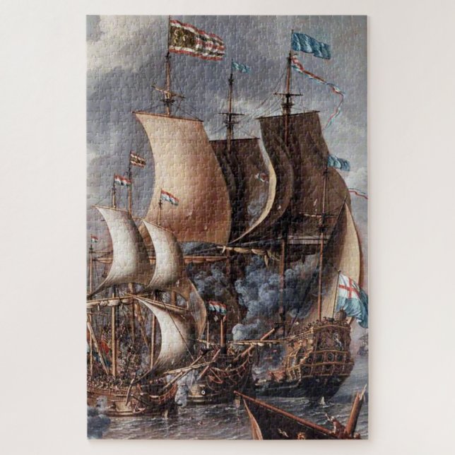 “A Sea Fight” by Lorenzo a Castro Jigsaw Puzzle (Vertical)