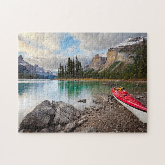 A sea kayak ashore at Spirit Island Jigsaw Puzzle (Horizontal)