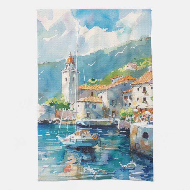 A Sea Port Kitchen Towel (Vertical)