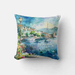 A Sea Port Throw Pillow
