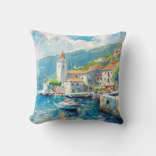 A Sea Port Throw Pillow