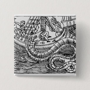 A Sea Serpent 2 Inch Square Button