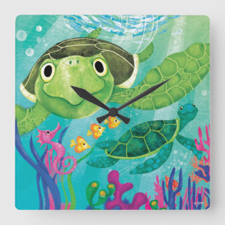 A Sea Turtle Rescue Square Wall Clock