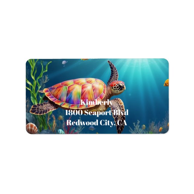 A Sea Turtle's Swim in the Ocean Depths Label (Front)