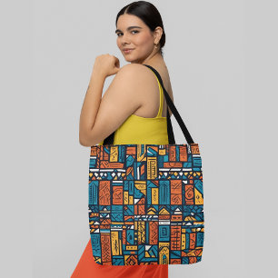 A seamless abstract pattern with various geometric tote bag