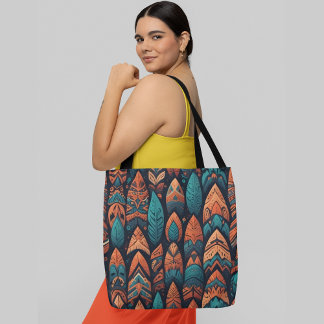 A seamless pattern colourful abstract feather-like tote bag