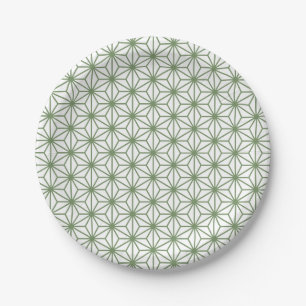 A seamless pattern of interlocking green geometric paper plate