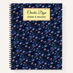 A Seamless Space Pattern Pattern Personalized Name Notebook