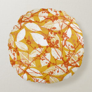 A seamless vintage background pattern of autumn le round pillow