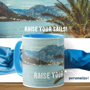 A Seascape with Mountains and a Palm Tree Mug