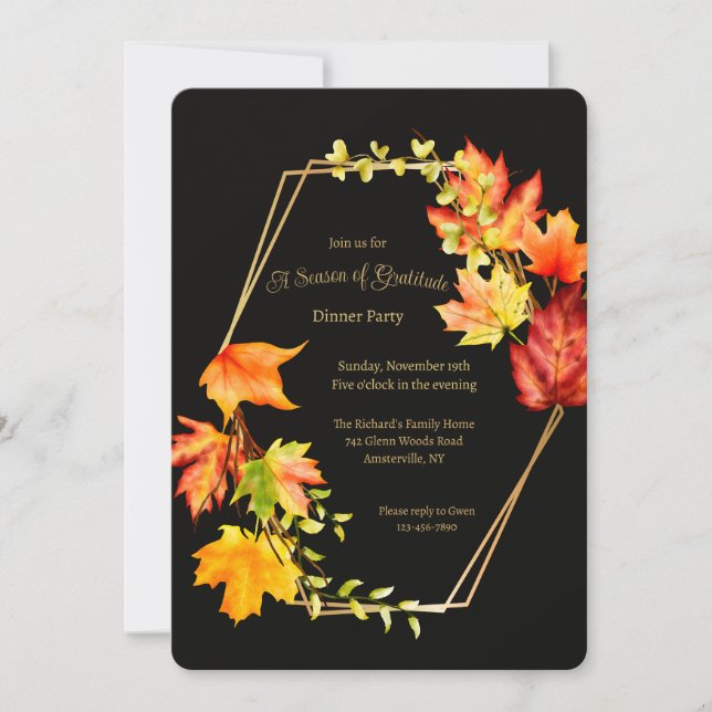 A Season of Gratitude Dinner Party Invitation (Front)