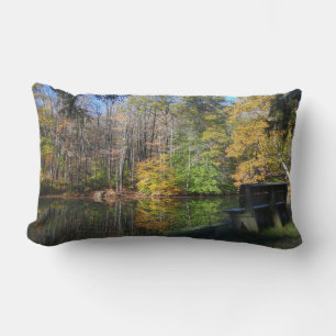 A Seat with an Autumn View in Pennsylvania Lumbar Pillow