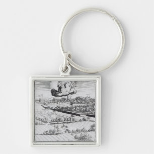 A Section of a Map of Milan, 1640 Keychain