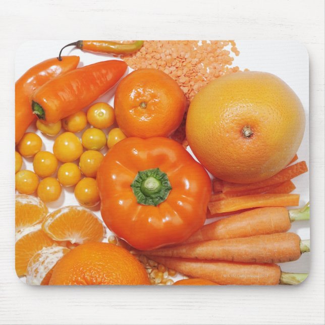 A selection of orange fruits & vegetables. mouse pad (Front)