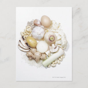 A selection of white fruits & vegetables. postcard