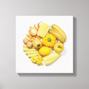 A selection of yellow fruits & vegetables. canvas print