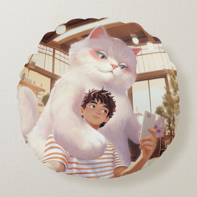 A Selfie with the Fluffy Giant Round Pillow (Front)