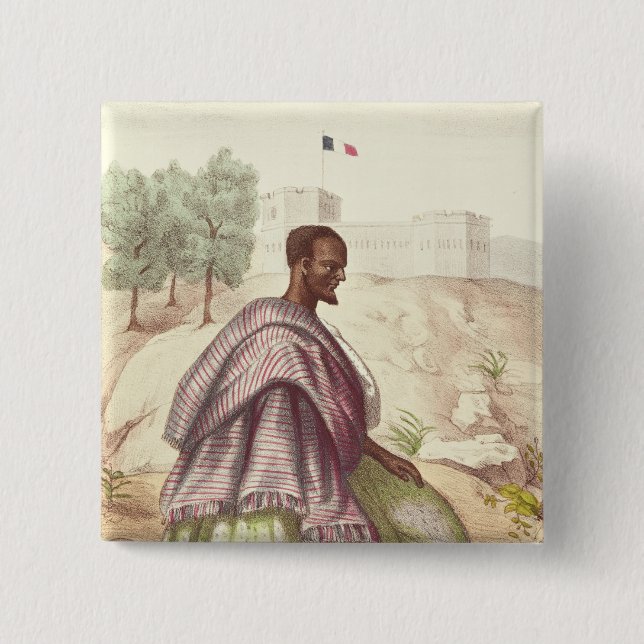 A Senegalese Marabout 2 Inch Square Button (Front)
