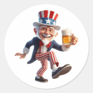 A senior citizen dressed as Uncle Sam Classic Round Sticker