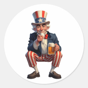 A senior citizen dressed as Uncle Sam Classic Round Sticker
