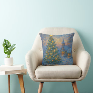 A sensual Monet-style Christmas tree Throw Pillow