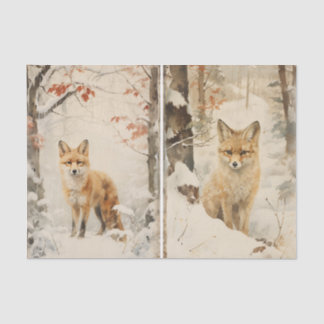 A Separate Pair of Foxes in the Winter Forest Tissue Paper