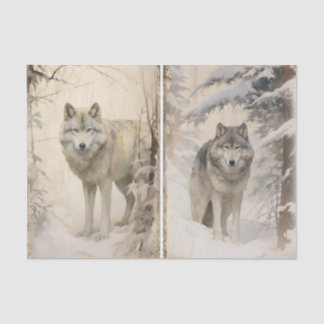 A Separate Pair of Wolves in the Winter Forest Tissue Paper