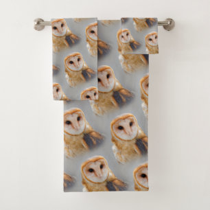 A Serene and Beautiful Barn Owl Bath Towel Set