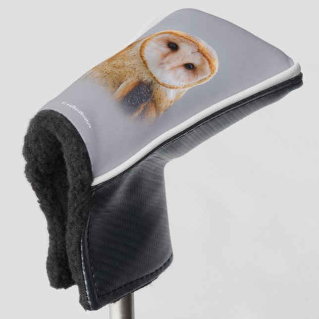 A Serene and Beautiful Barn Owl Golf Head Cover (3/4 Front)