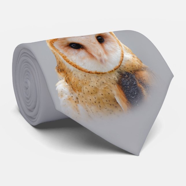 A Serene and Beautiful Barn Owl Tie (Rolled)