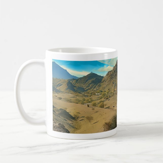 A serene desert valley coffee mug (Left)
