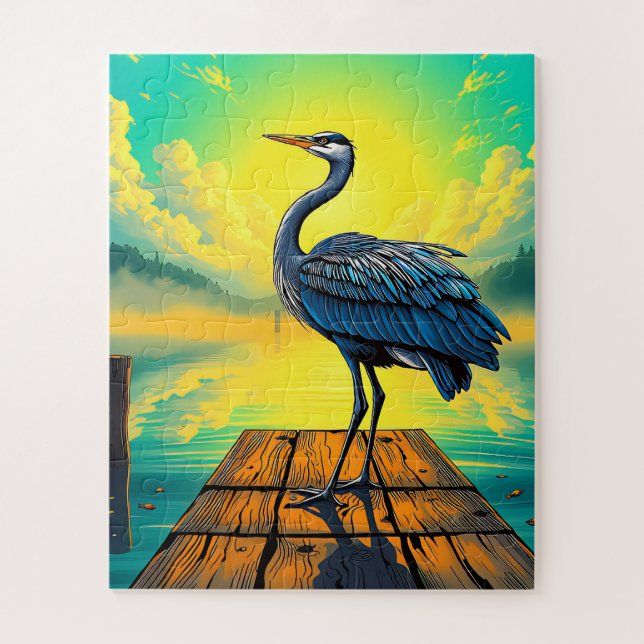 A serene heron children's jigsaw puzzle (Vertical)