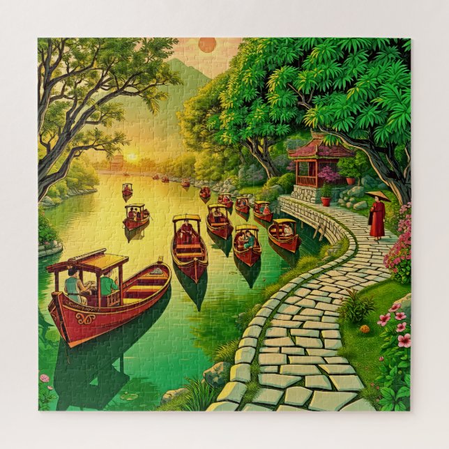 A serene riverside scene  jigsaw puzzle (Vertical)