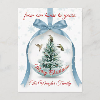 A Serene Winter Scene of Hummingbirds Design Postcard