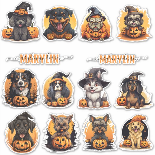 A SET OF CUSTOM HALLOWEEN DOG BREEDS PUMPKIN (Front)