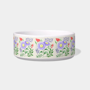 A set of flowers painted in watercolor  bowl