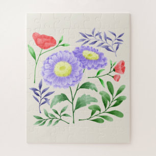 A set of flowers painted in watercolor  jigsaw puzzle