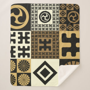 A set of japanese style seamless patterns, tribal  sherpa blanket