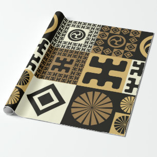 A set of japanese style seamless patterns, tribal  wrapping paper