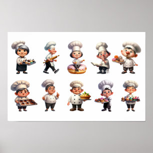 A Set of Pastry Chefs Posing for the Camera Poster