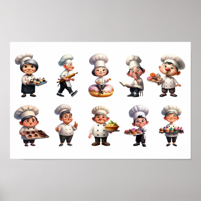 A Set of Pastry Chefs Posing for the Camera Poster (Front)