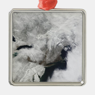 A severe winter storm metal ornament
