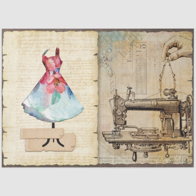 A Sewing Junk Journal Series Design #18 Tissue Paper (Front)