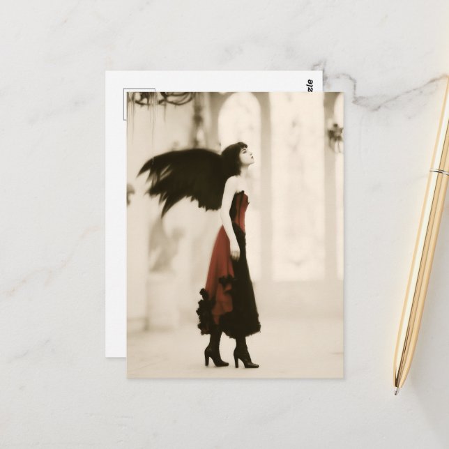 A sexy gothic angel postcard (Front/Back In Situ)