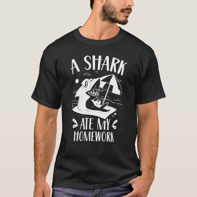 A Shark Ate My Homework Teeth Sharks  Animal T-Shirt (Front)