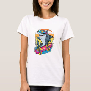 A shark wearing sunglasses, riding a skateboard. T-Shirt