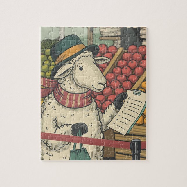 A Sheep Shopping Vintage Jigsaw Puzzle (Vertical)