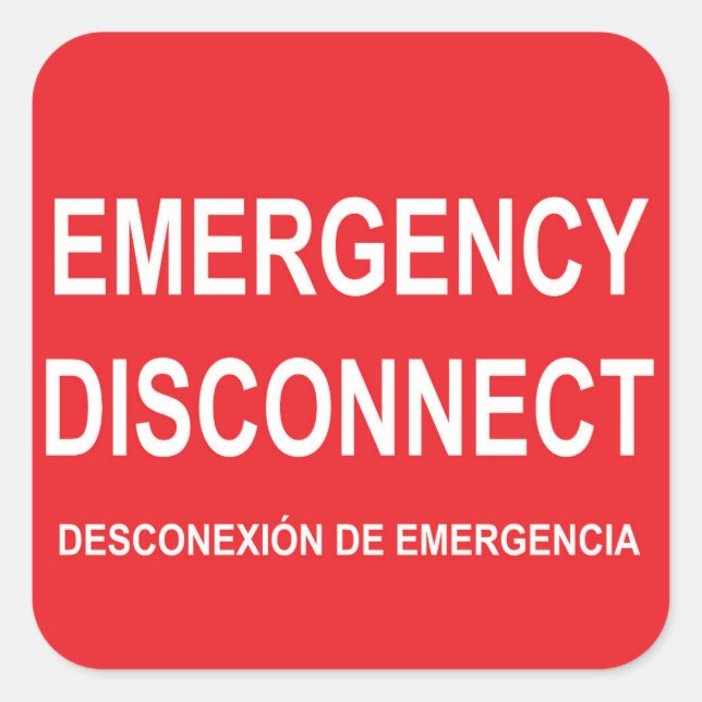 A Sheet of Six Emergency Disconnect Labels (Front)
